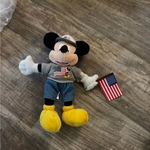 Disney Mickey Mouse Plush with American Flag - Yellow, Black, Gray
